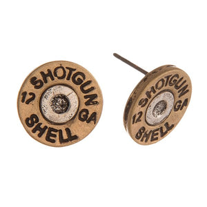 Shotgun Shell Gold Stud Earrings