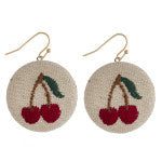 Cherry Embroidered Earrings