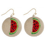 Watermelon Embroidered Earrings