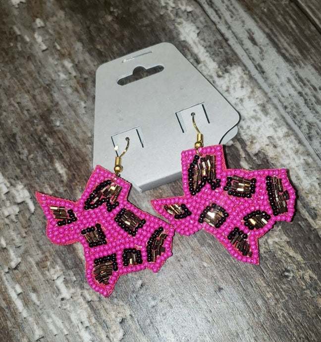 Pink Leopard Texas Earrings